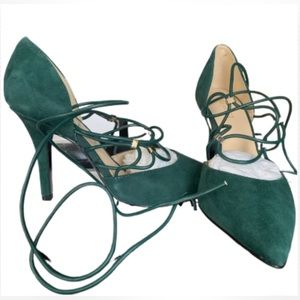 ✨Nine West Green Suede Heels